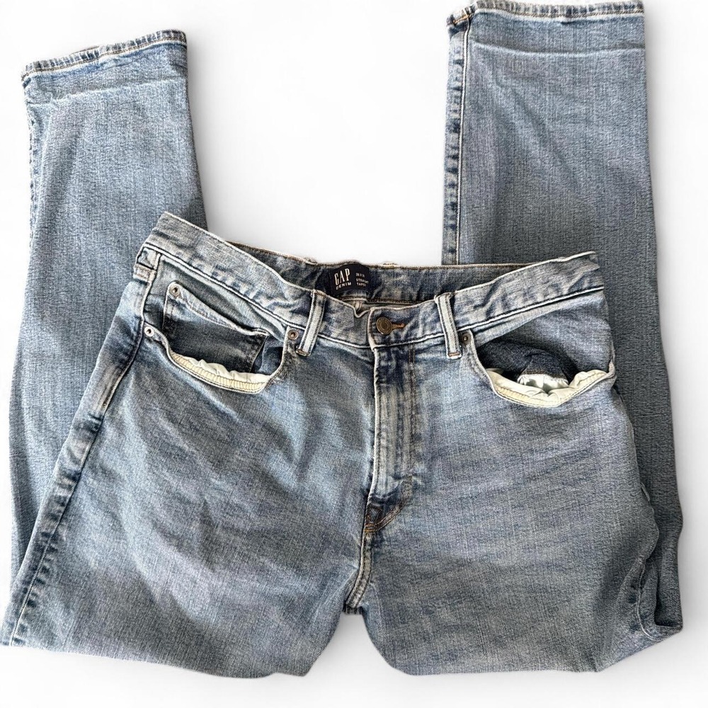 Grunge Emo casual distressed Utility Light wash straight leg 36 x 30 Gap jean.